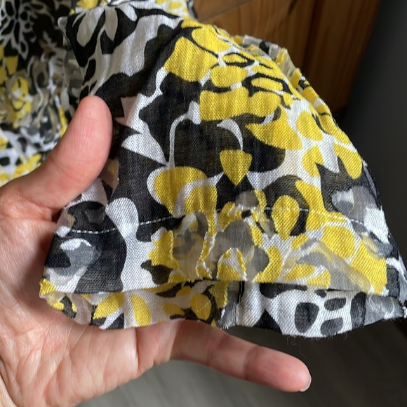 RUBY RD. Yellow, Black & White Design Sheer Button Down Shirt Size 16 - Picture 5 of 9